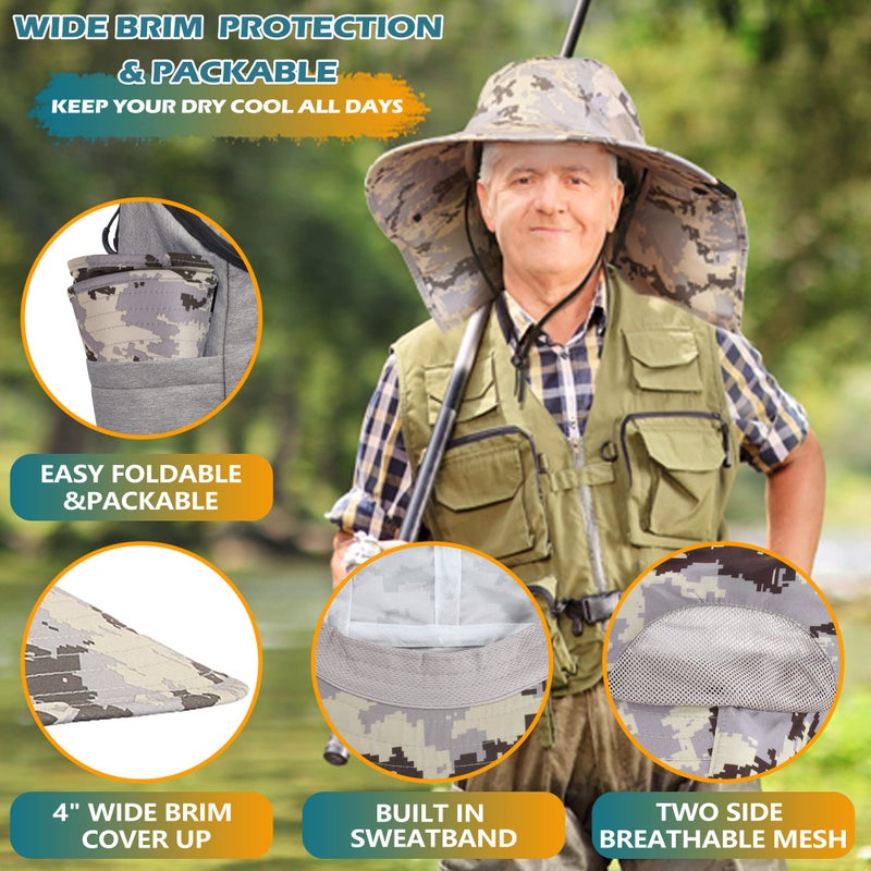 Solaris Sun Hat with Neck Flap, UPF 50 Sun Protection Lightweight Sun Cap for Men Women, Wide Brim Hat for Fishing Hiking Beach Safari, Digign Gray - Image 4